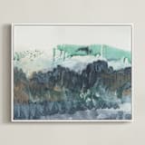 "Scape of the Land " - Art Print in Agate Blue by Jennifer Daily - Framed Canvas