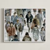 "Faces 2" - Art Print in maritime blue by Lulaloo - Framed Canvas
