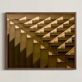 "Shift" - Art Print in Golden by Kimberly Young - Framed