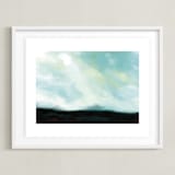"Serenity Sky" - Art Print in Soothing Sky Blues by Amy Hall - Framed