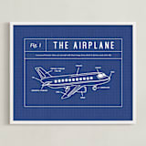 "Airplane Blueprint" - Art Print in Blueprint by Meggy Masters - Framed
