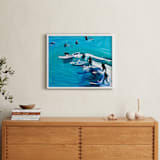 "Surfers at Sunset" - Art Print in Ultramarine Blue by Annie Seaton - In a Room