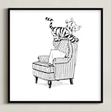 "Tigger Lounging | Winnie The Pooh" - Art Print in White by Stefanie Lane - Framed
