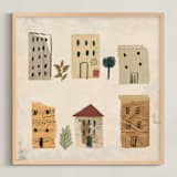 "Where We Live" - Art Print in Beige by Rina Ozum - Framed