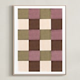 "Checker" - Art Print in Olive by Baumbirdy - Framed Canvas
