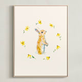 "Garden Bunnies 2" - Art Print in Velvet Beige by Hannah Beimborn - Framed Canvas