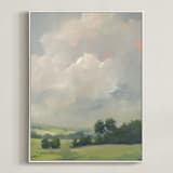 "Rosy Tomorrow II" - Art Print in Grey Blue by Stephanie Goos Johnson - Framed Canvas
