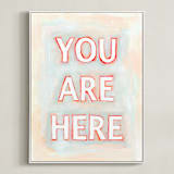 "You are Here" - Art Print in Coral by Karyn Denten - Framed Canvas