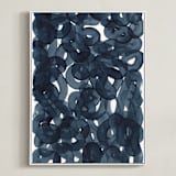 "Indigo Ink" - Art Print in Indigo by Erin McCluskey Wheeler - Framed Canvas