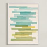 "Stacked Horizon" - Art Print in Horzion Blue by Jennifer Morehead - Framed