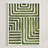 "Hard & Soft" - Art Print in Moss by Kristine Sarley - Framed