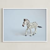 "Oh, Zebra" - Art Print in Soft Grey by Kinga Subject - Framed