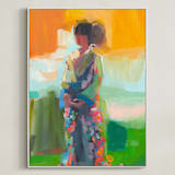 "kimono" - Art Print in Kelly Green by Jenny Westenhofer - Framed Canvas