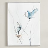 "heron's nest" - Art Print in Heron Blue by Annie Moran - Framed Canvas