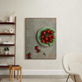 "Strawberries on a Plate" - Art Print in Crimson by Wendy Keller - In a Room