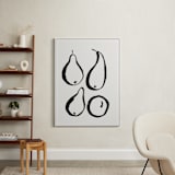 "Still-life with four pears" - Art Print in Black and Off-white by Sonya Percival - In a Room