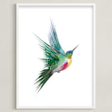 "hummingbird" - Art Print in Turqoise Green by Sara Shashani - Framed