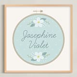 "Embroidery Name" - Personalized Art Print in Sky by Carolyn Kach - Framed