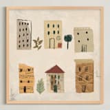 "Where We Live" - Art Print in Beige by Rina Ozum - Framed