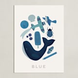 "Ten Blue Things" - Art Print in Blue by Ana Peake - Unframed