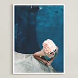"lady in a swim cap" - Art Print in Rippling Blue by Alicia Abla - Framed