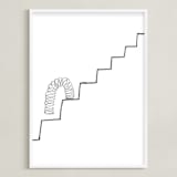 "Slinky on the Stairs" - Art Print in grayscale by Elliot Stokes - Framed