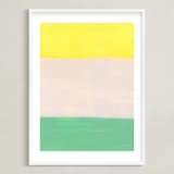 "Color Blocks" - Art Print in Yellow Green by Yaling Hou Suzuki - Framed