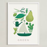 "Ten Green Things" - Art Print in Green by Ana Peake - Framed