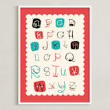 "Alphabet Friends" - Art Print in Red by ERAY - Framed