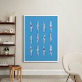 "Nadadoras" - Art Print in Pool Blue by Nieves Herranz - In a Room