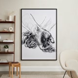 "Drawing 561 - Crossed Hands" - Art Print in Slate Black by Derek overfield - In a Room