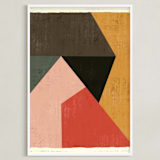 "Geo Abstract" - Art Print in Urban Red by Angel Walker - Framed