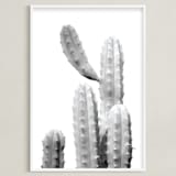 "Moorten Cactus Study 1" - Art Print in Silver Grey by Lisa Sundin - Framed