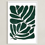 "Loopy Leaves II" - Art Print in Hunter green by Kelly Watkins - Framed