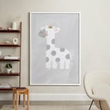 "Dream Big Elephant And Giraffe" - Art Print in Soft Grey by Patrice Horvath - In a Room