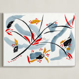 "Bloom on rain" - Art Print in indigo blue by FERNANDA MARTINEZ - Framed Canvas