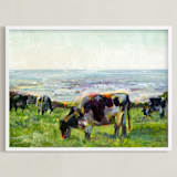 "Marin Cows" - Art Print in Holstein by Alex Elko Design - Framed