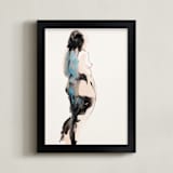 "Into the Distance" - Art Print in Aqua by Linda Mucha Karns - Framed