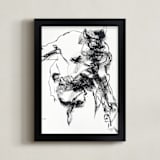 "Drawing 264 - Gesturing Man" - Art Print in Rich Ebony by Derek overfield - Framed