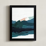 "Abstract Alaskan Bay" - Art Print in Muted Turquoise by Caryn Owen - Framed