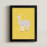 "Sunshine Alpaca" - Art Print in Yellow by SALLY MURPHY - Framed