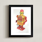 "Space Man Robot" - Art Print in canary yellow by Ed Hogan - Framed