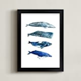 "Whales" - Art Print in Beluga by Alexandra Dzh - Framed