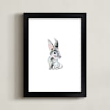 "Little miss bunny" - Art Print in Bright Grey by Nikita Jariwala - Framed