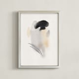 "chickadee" - Art Print in Neutral Beige by Christa - Framed