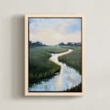 "Morning Reflection" - Art Print in Meadow by April Moffatt - Framed Canvas