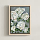 "Full Bloom" - Art Print in Neutral by Sarah Hall - Framed Canvas