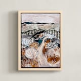 "A Silent Stroll" - Art Print in Rust by Sarah Fitzgerald - Framed Canvas