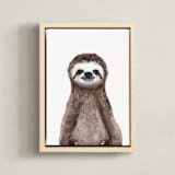 "Baby Animal Sloth" - Art Print in Chocolate by Cass Loh - Framed Canvas