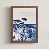 "Lone Cypress" - Art Print in Ocean by Teju Reval - Framed Canvas